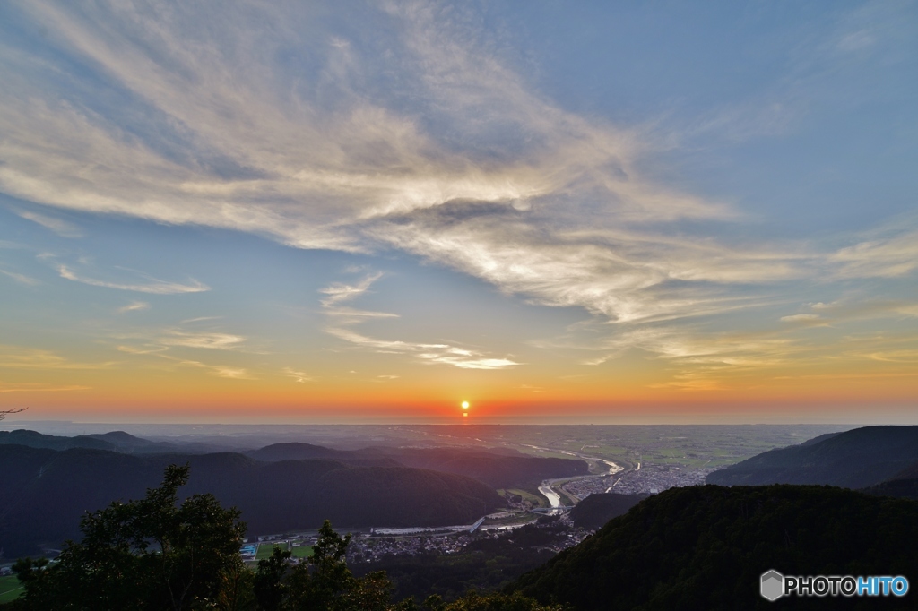 白山麓から夕陽