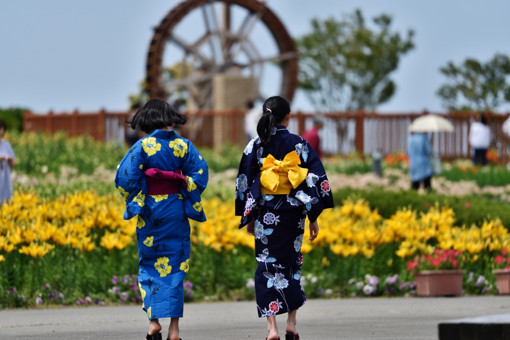 浴衣も花柄ブルーでいい感じ(;^ω^)