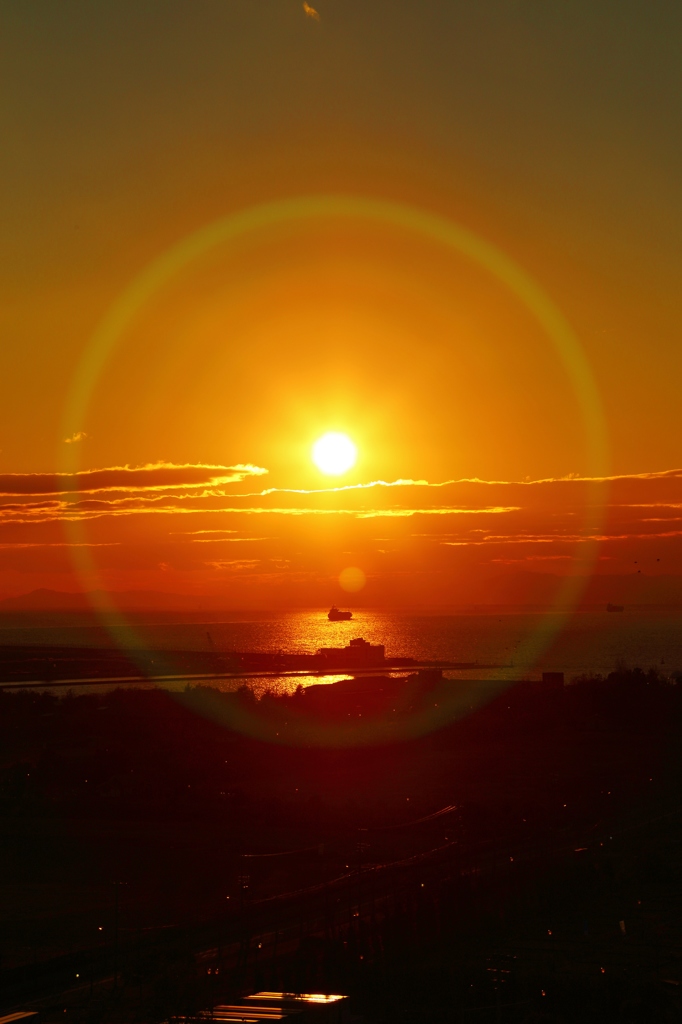 大阪港の夕陽