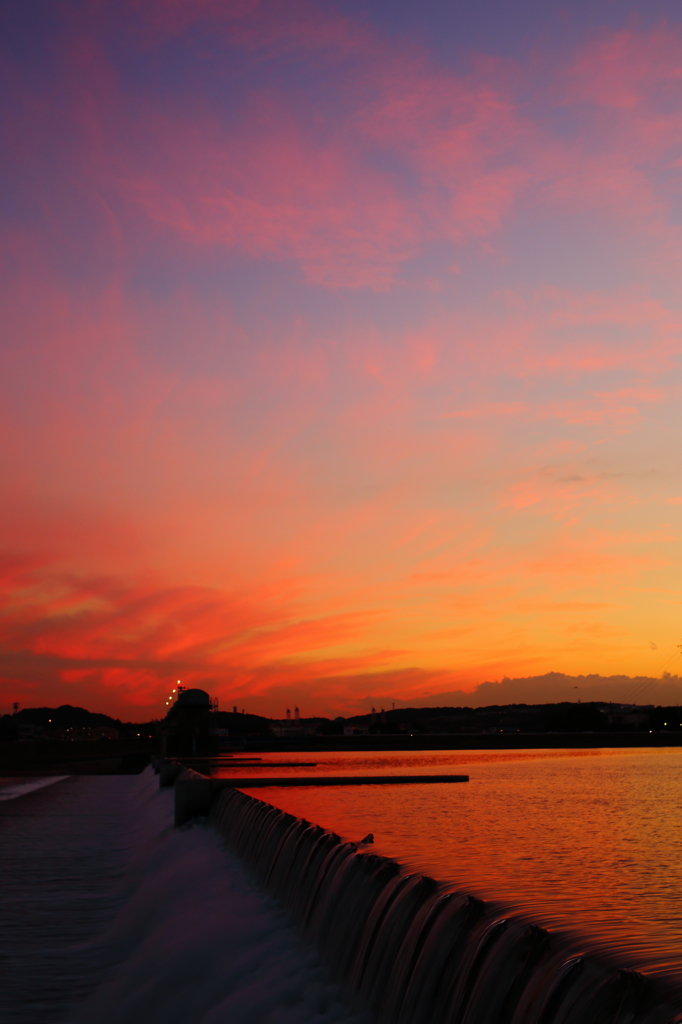 多摩川の夕焼け