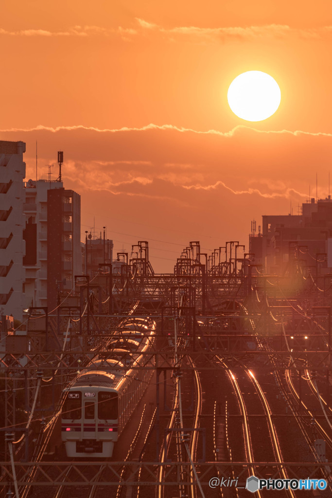 夕陽と京王線