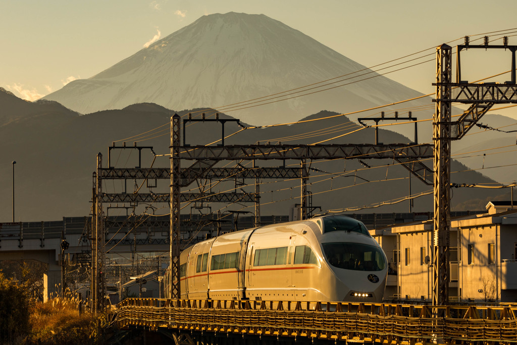 夕焼け富士山ロマンスカー①