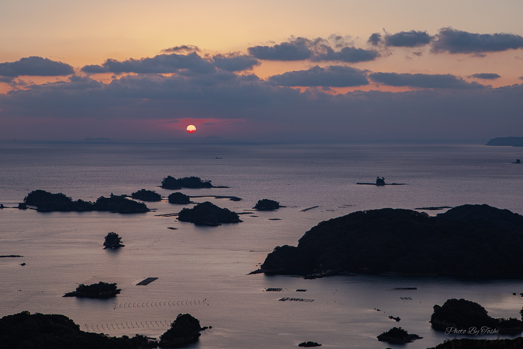 佐世保_石岳展望台　五島の山陰に阻まれて