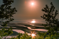 大分県真玉海岸の夕陽