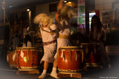 臼杵石仏  火祭りいかづち太鼓（躍動-2）