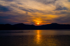 琵琶湖の夕焼け