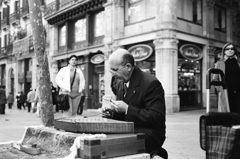 a street musician in barcelona