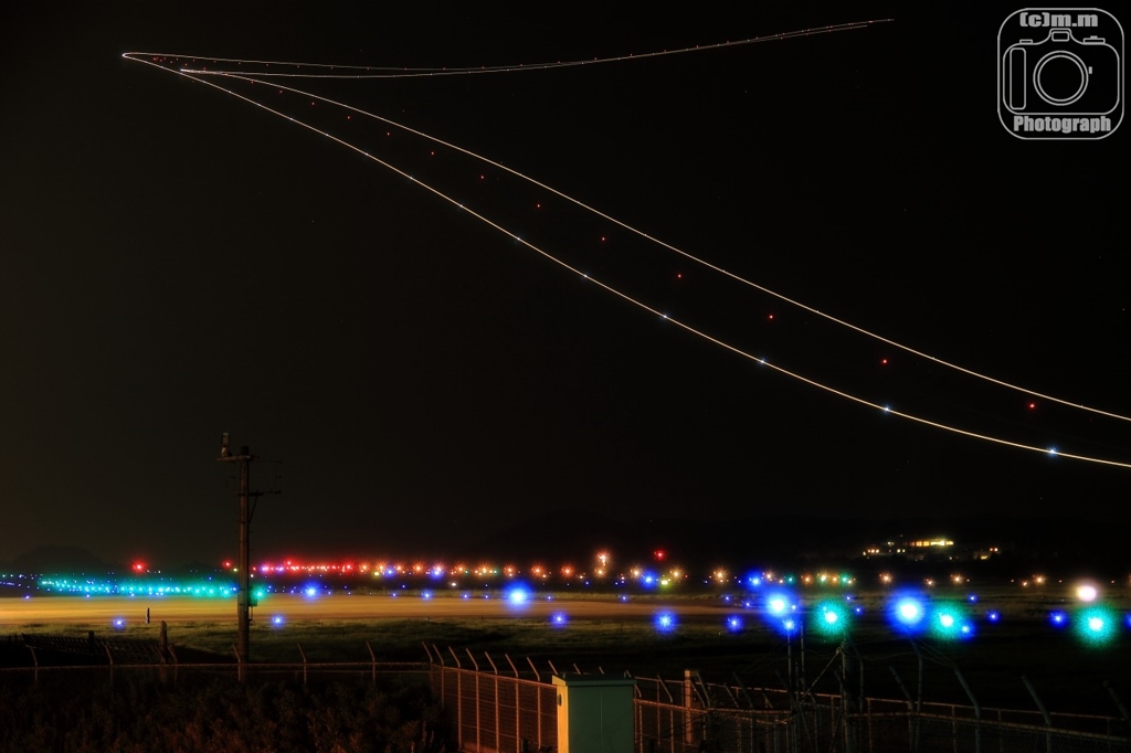 岡山空港、飛行機の軌跡