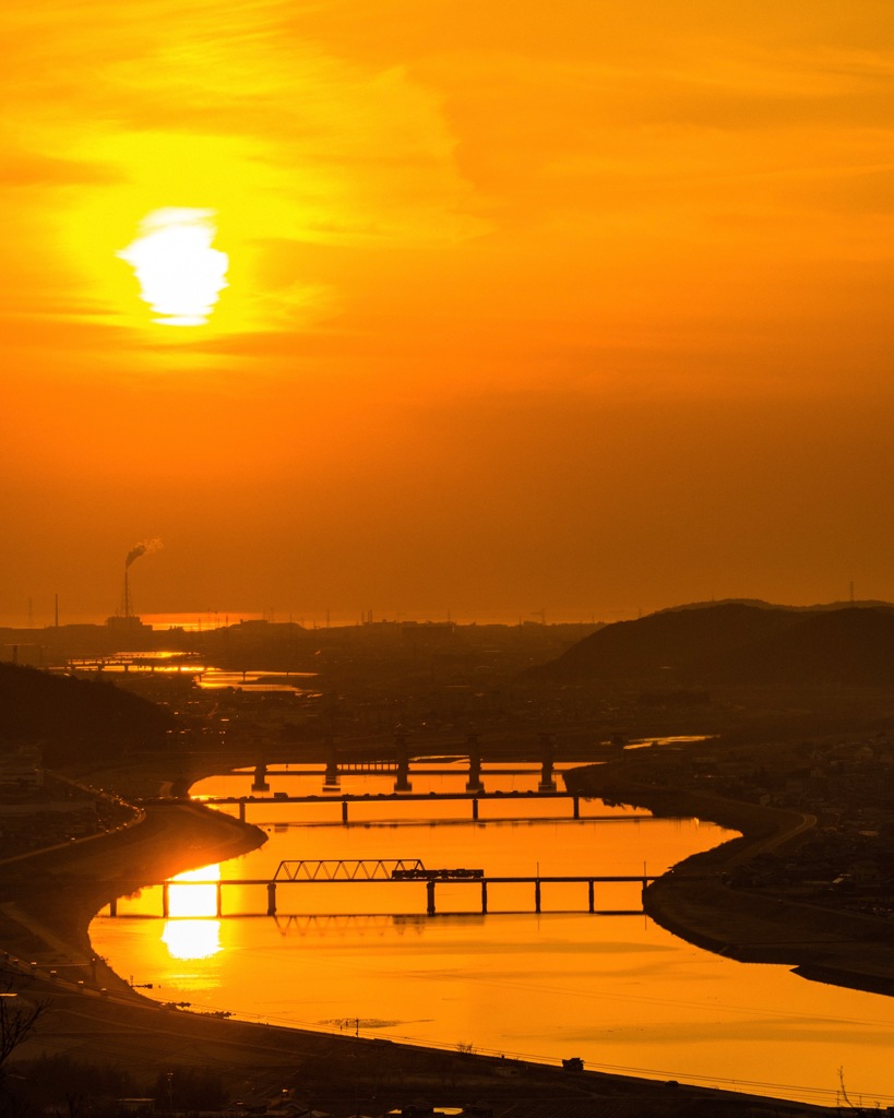 加古川の夕日