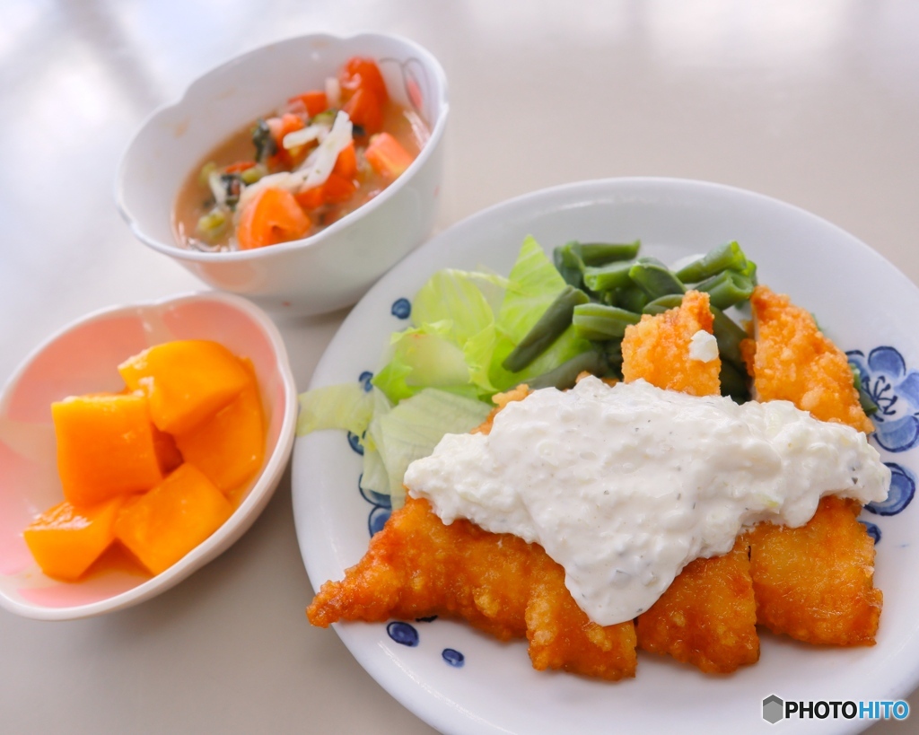 今日の社食はチキン南蛮 タルタルソース多めでｗ