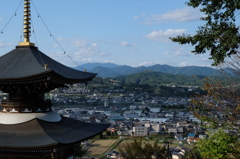 長法寺多宝塔と津山の街並み