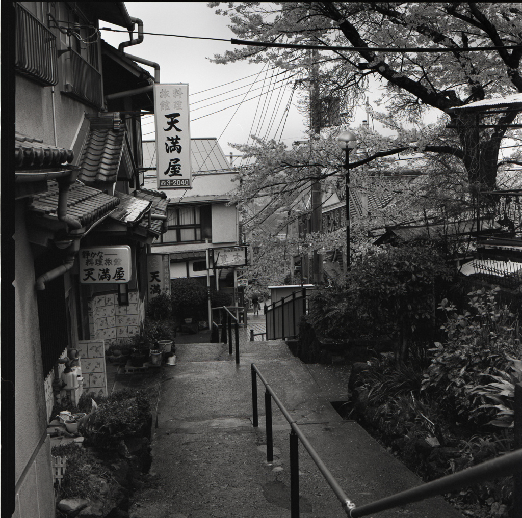 雨の旅館街