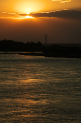 利根川の夕日