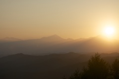 夕日と北アルプス