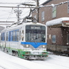 雪の舞い散るなか
