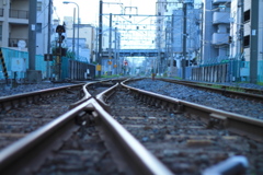朝方の線路