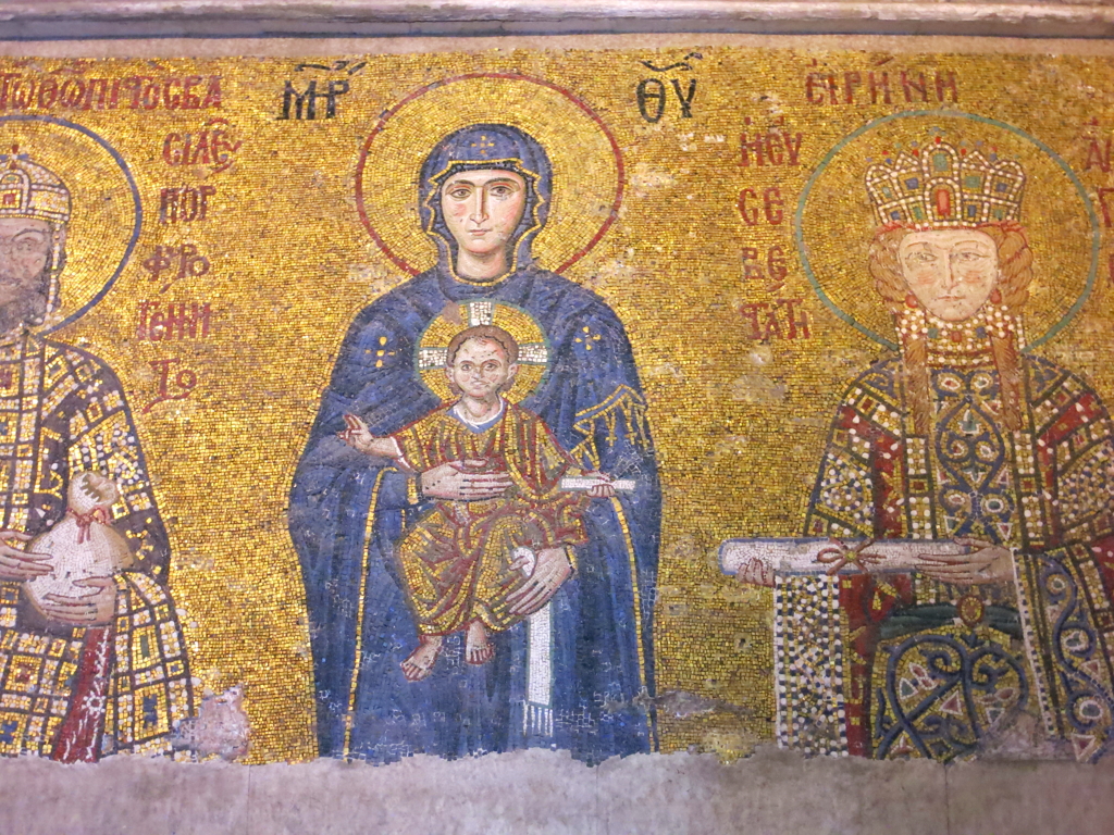 モザイク画　聖母と皇帝・皇后