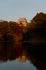 夕陽に染まる名古屋城