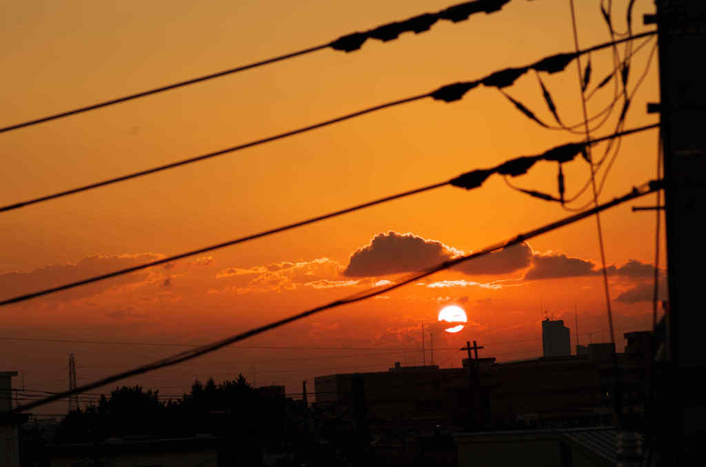 部屋からの夕日2014夏