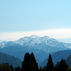 遠くのアルプスの山々を眺めて