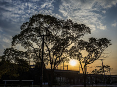 検見川浜駅前の夕日