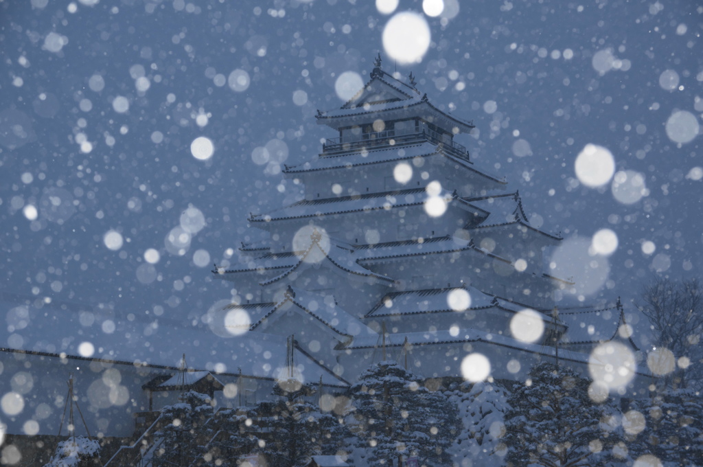 雪降る鶴ｹ城