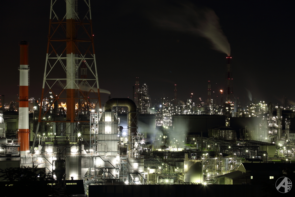 水島コンビナート工場夜景