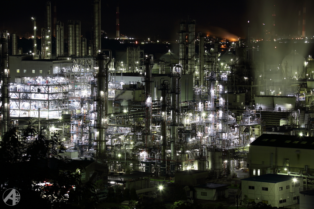 水島コンビナート工場夜景