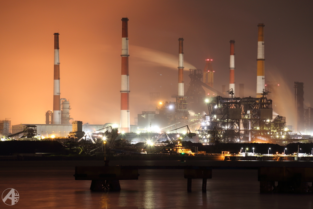 水島コンビナート工場夜景 通仙園展望台