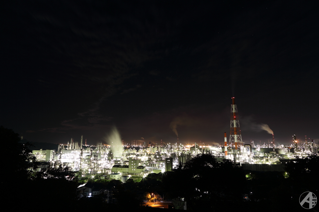 水島コンビナート工場夜景