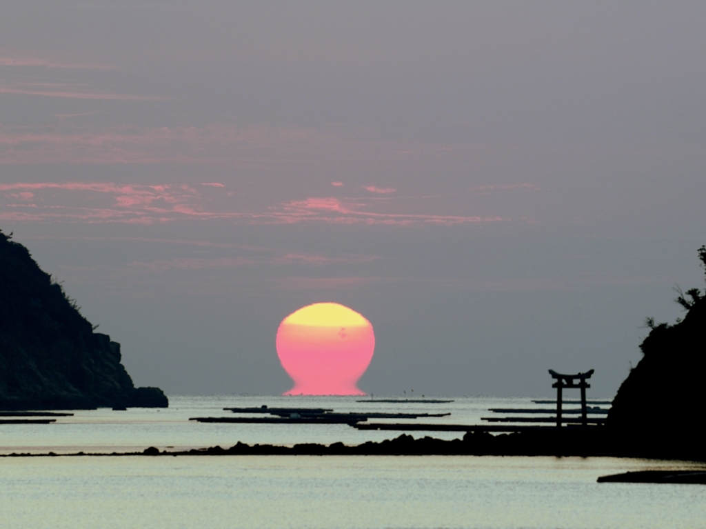 達磨朝日・鳥居と・・・