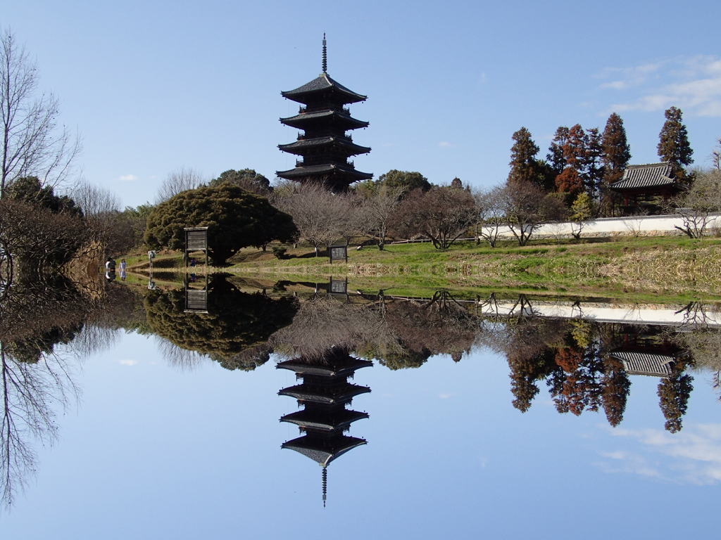 備中国分寺・ミラー撮影 (-_-;)