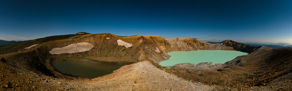 Two lakes lit by Moonlight