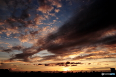 屋上から見た夕陽