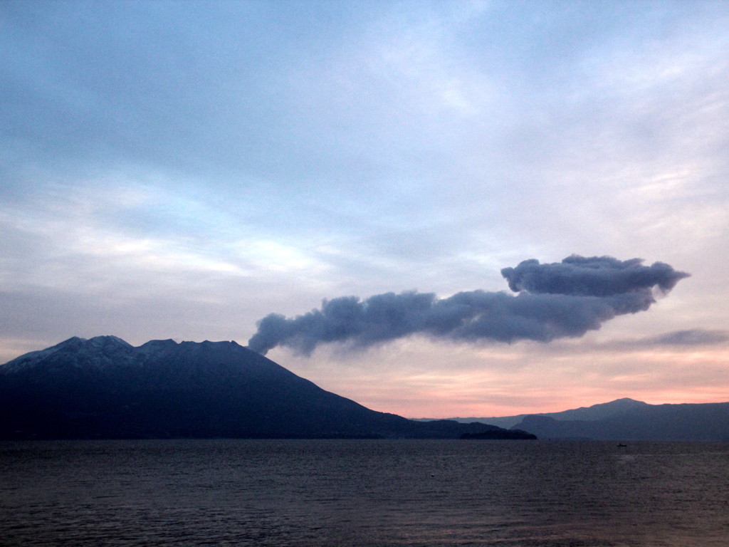 渦を巻いた桜島