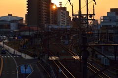 尾道駅の夕暮れ