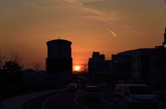 尾道駅前の夕焼け