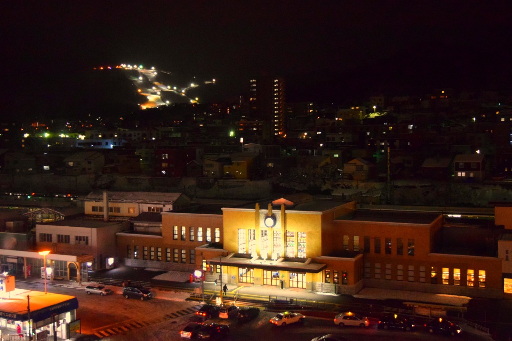 小樽駅、夜。