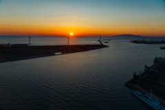 土崎港夕景　桟橋