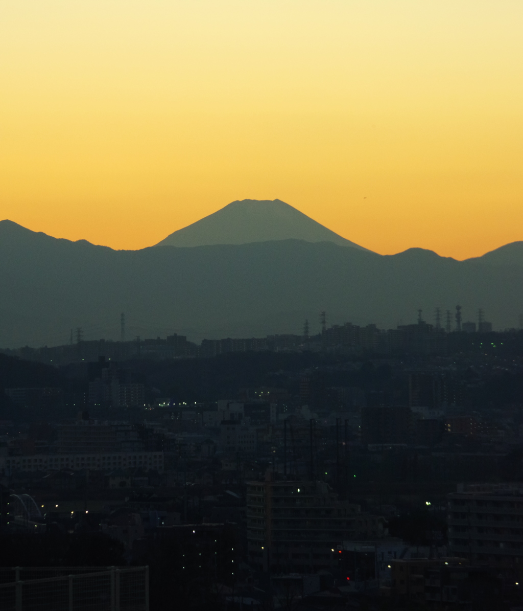 夕暮れの富士