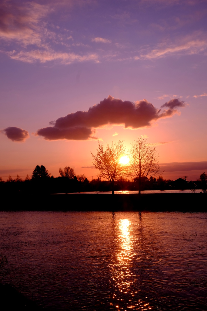 夕景と二人