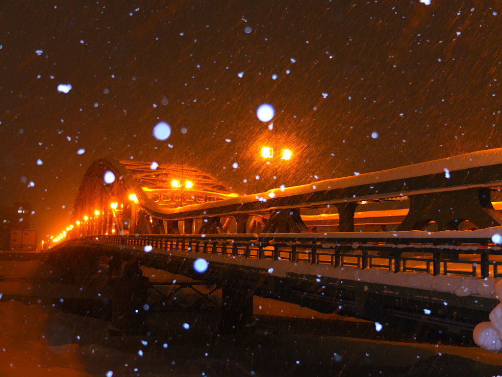 2017、雪の旭橋
