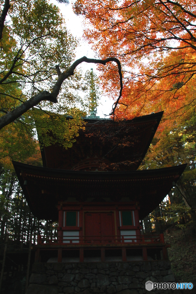 2016秋景色1（横川中堂2 多宝塔　紅葉）
