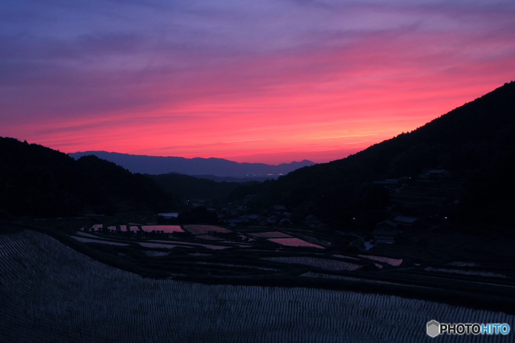 棚田の夕景2（細川地区2）