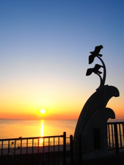 美浜に夕日４