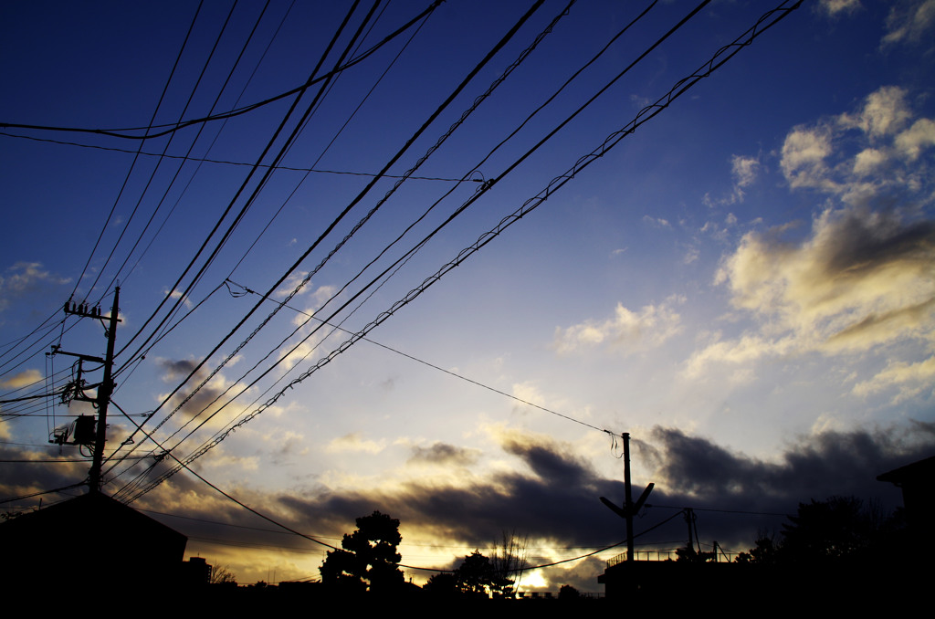 雨上がり、夕焼け空。