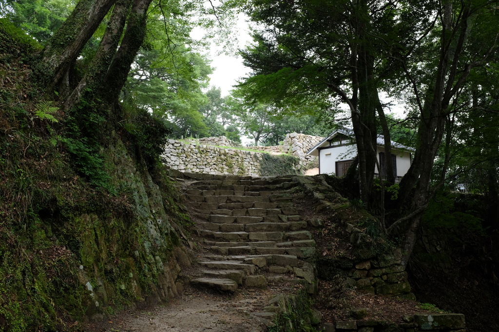 備中松山城の石段と石垣