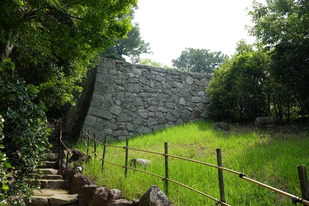 松山城の石垣と石段