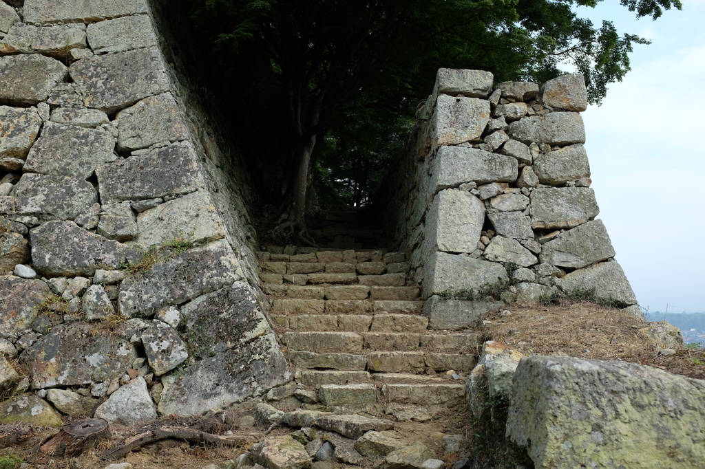 津山城の石垣と石段 