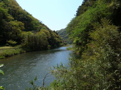 立久恵峡の神戸川と緑